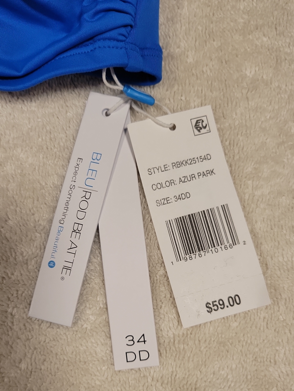 Bleu Rod Beattie Underwire Shirred Bandeau Bikini Top with Straps, NWT - Picture 4 of 4